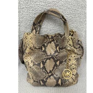 Michael Michael Kors Brown leather Embossed Python Tote Purse #69074